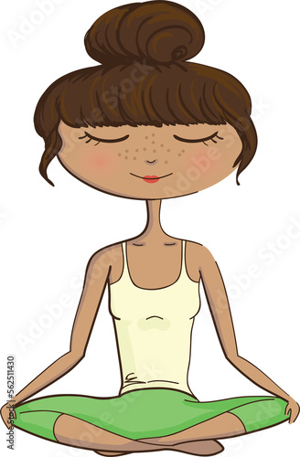 Illustration - young woman meditating
