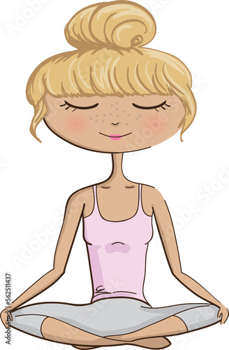 Illustration - young woman meditating