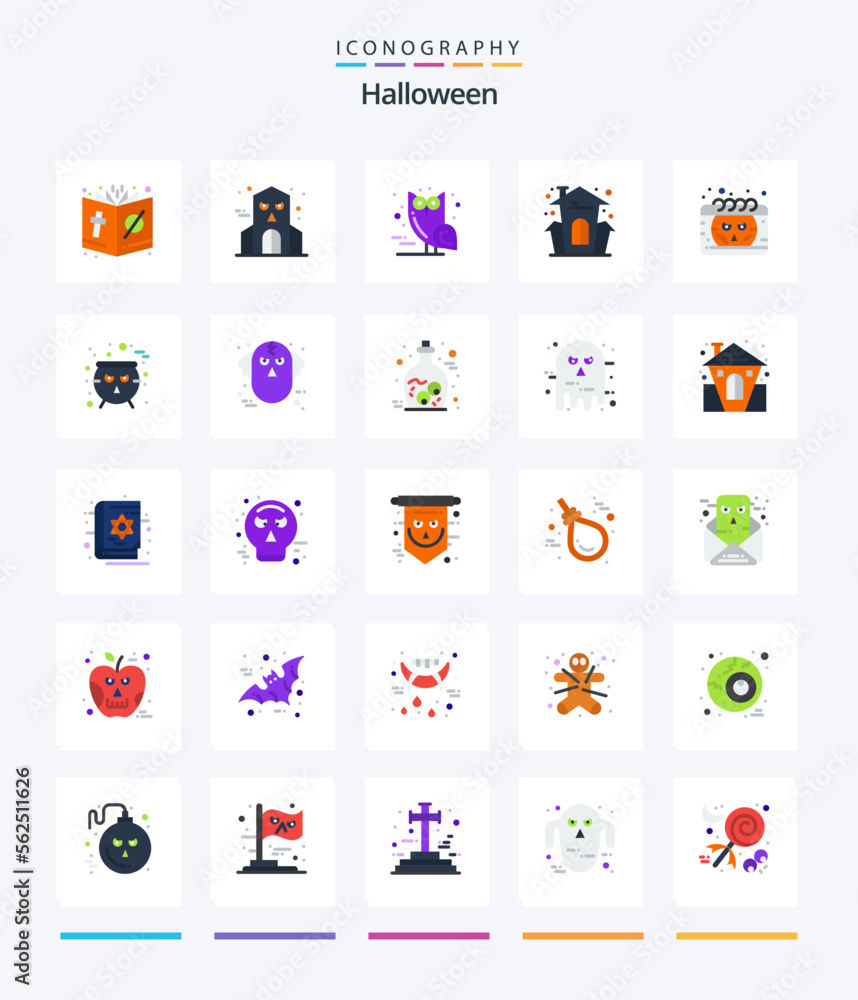 Creative Halloween 25 Flat icon pack  Such As date. house holiday. bird. halloween. castle