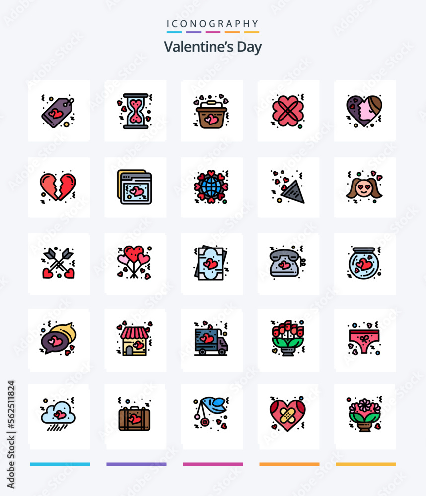 Creative Valentines Day 25 Line FIlled icon pack  Such As emotion. date. basket. romantic. hearts