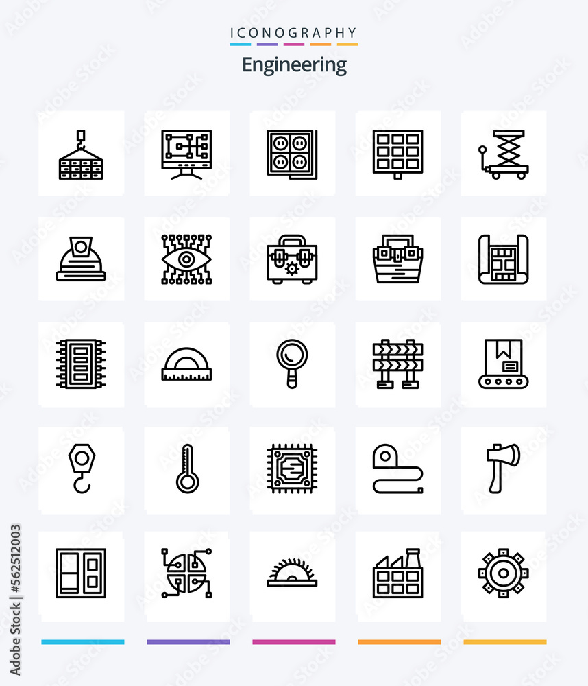 Creative Engineering 25 OutLine icon pack  Such As lift. car. construction. construction. panel