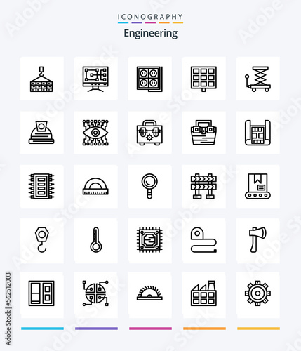 Creative Engineering 25 OutLine icon pack Such As lift. car. construction. construction. panel