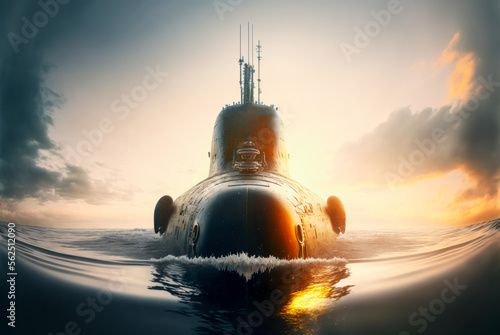 Nuclear submarine. Generative AI photo