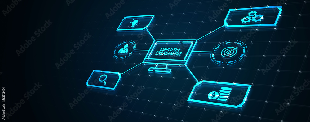 Fototapeta premium Internet, business, Technology and network concept. Employee engagement. 3d illustration.