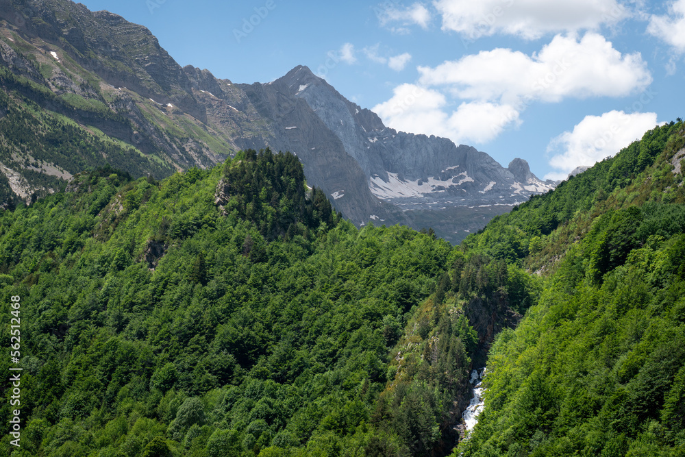 Partial view of a waterfall in the Pyrenees Partial view of a waterfall in the Pyrenees