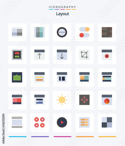 Creative Layout 25 Flat icon pack Such As layout. bricks layout. order. settings. loading