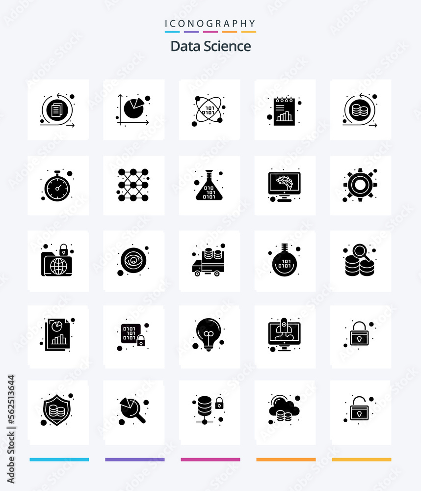 Creative Data Science 25 Glyph Solid Black icon pack  Such As processing. chart. essential. graph. analytics