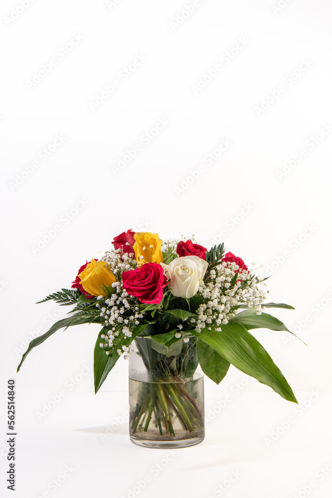 flower arrangement on glass vase
