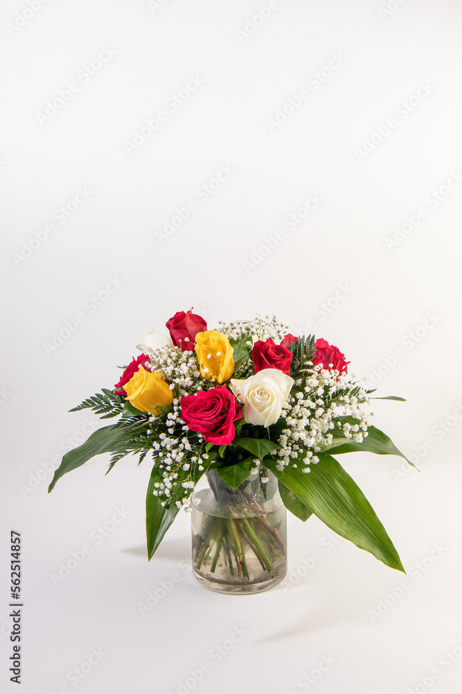 flower arrangement on glass vase