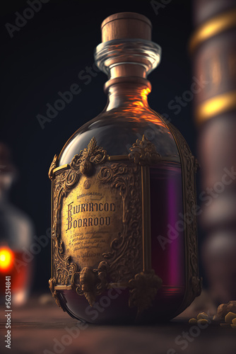 A Magical potion. A potion that gives the drinker the ability to speak any language fluently.  A Mystical Potion for Unprecedented Power. Generative AI © nadunprabodana