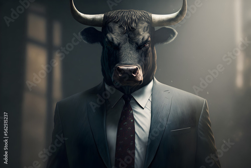 Bull in a Business Suit: A Symbol of Strength and Success in the Corporate World, Generative AI