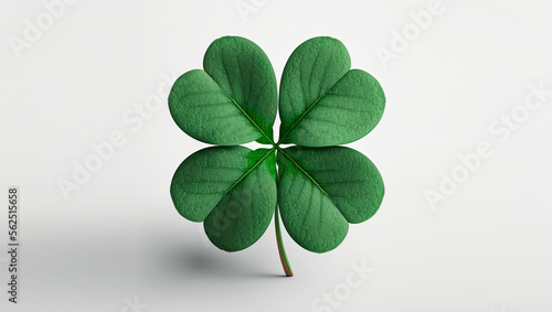4 leaf clover, green color, no objects around, bench background, photography, 3D, illustration, 03
