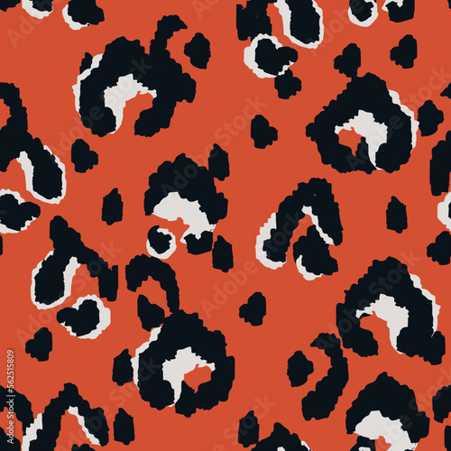 Gepard Handmade Vector Seamless Pattern. Ethnic