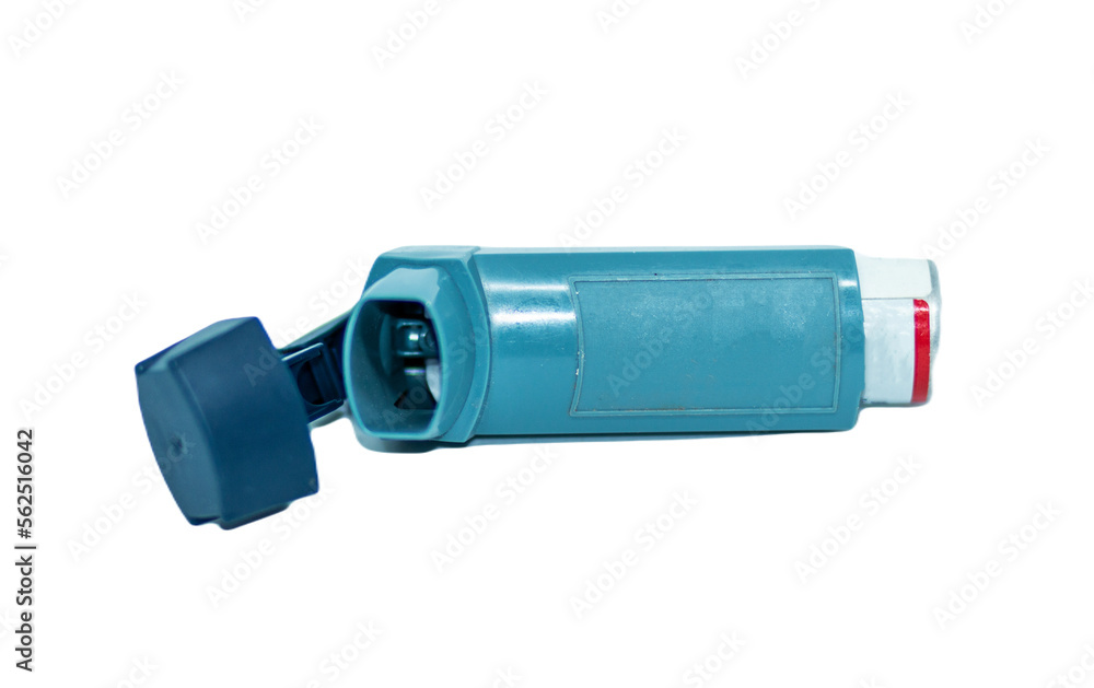 Asthmatics inhaler with cap open and a transparent background Asthmatics inhaler with cap open and a transparent background