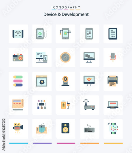 Creative Device And Development 25 Flat icon pack Such As coding. coding. mobile . cell. mobile
