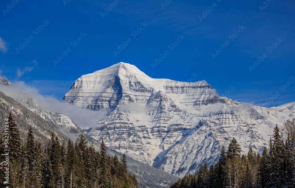Stunning Mount Robson on a clear sunny December morning