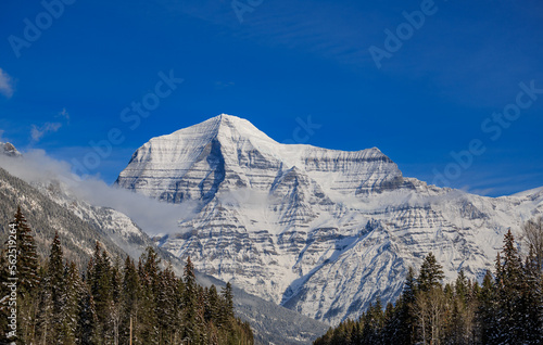 Stunning Mount Robson on a clear sunny December morning