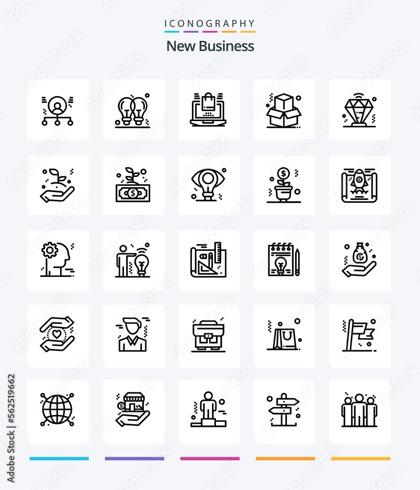 Creative New Business 25 OutLine icon pack  Such As . online . idea . laptop .