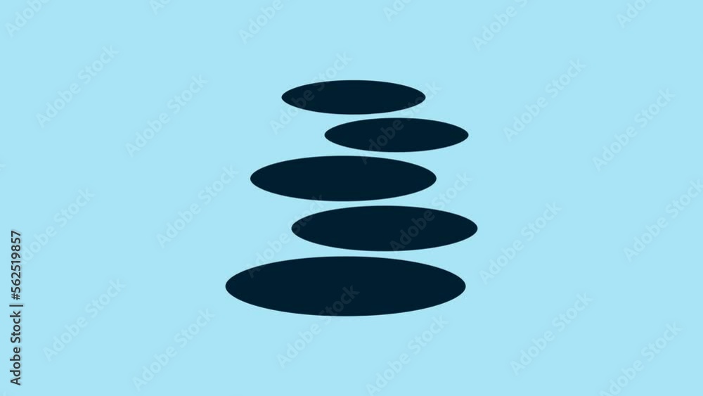 Blue Stack hot stones icon isolated on blue background. Spa salon accessory. 4K Video motion graphic animation Blue Stack hot stones icon isolated on blue background. Spa salon accessory. 4K Video motion graphic animation