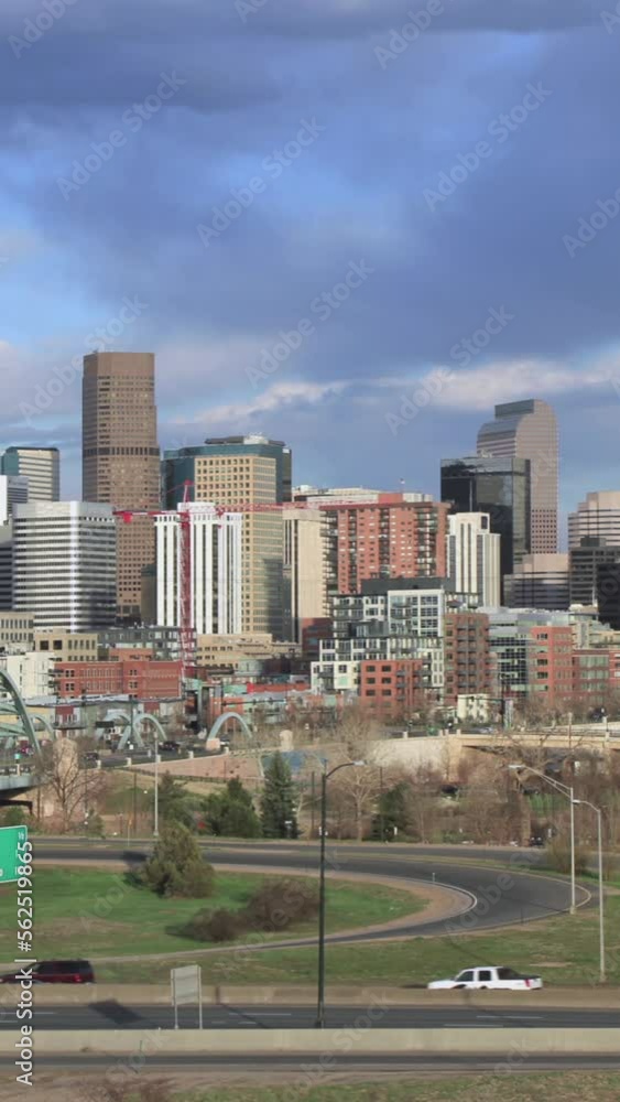 Vertical Video Denver Skyline with Highway Timelapse Vertical Video Denver Skyline with Highway Timelapse