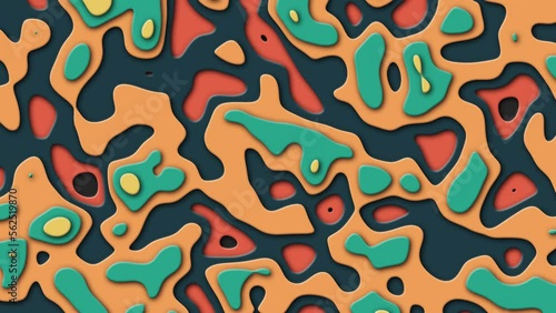 Wallpaper Mural Morphing of a shape similar to a liquid layered topographic map. Seamless loop fractal form background. Torontodigital.ca