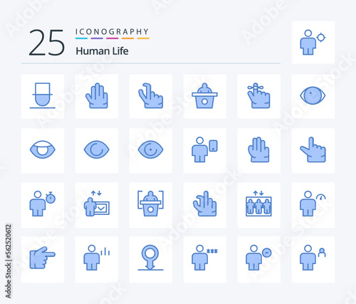 Human 25 Blue Color icon pack including face. mind. pinch. keep. speech