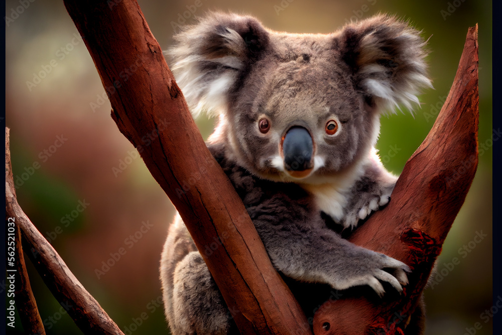 Naklejka premium Portrait von einem Koala im Baum - Generative Ai