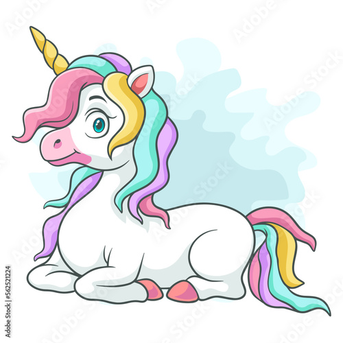 Cartoon unicorn on white background