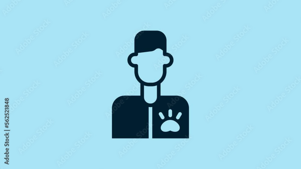 Blue Veterinarian doctor icon isolated on blue background. 4K Video motion graphic animation Blue Veterinarian doctor icon isolated on blue background. 4K Video motion graphic animation