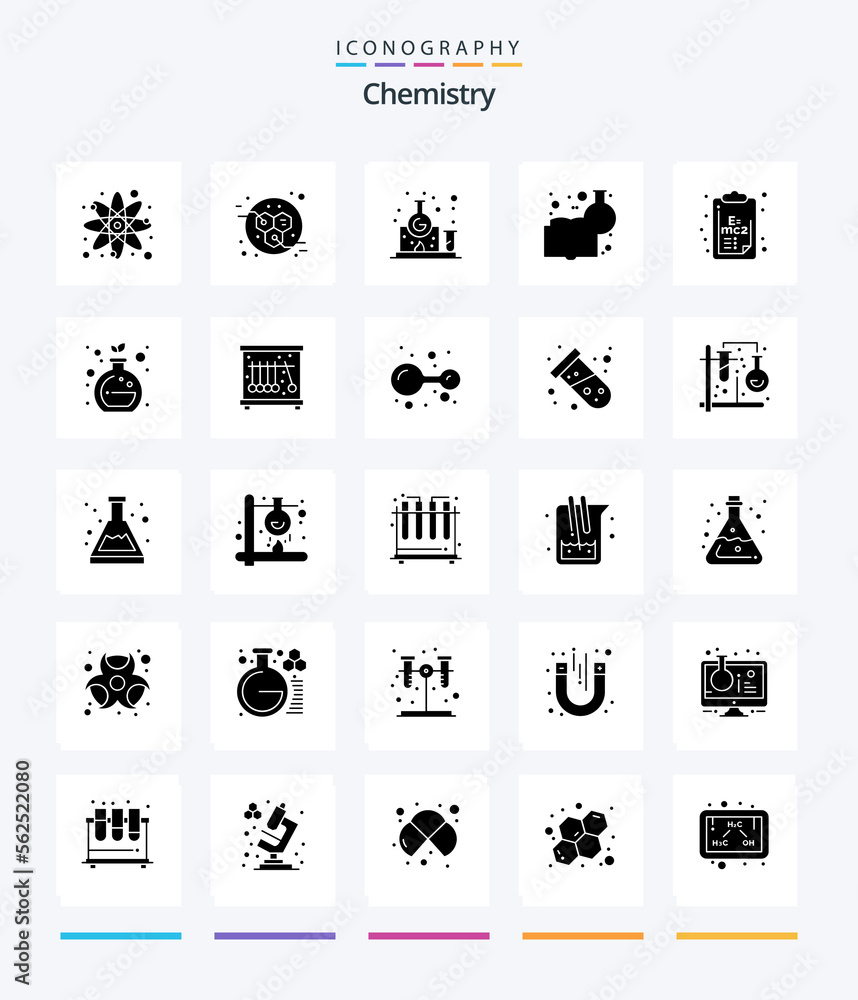 Creative Chemistry 25 Glyph Solid Black icon pack  Such As formula. learning chemistry. chemistry. chemistry education. chemical knowledge