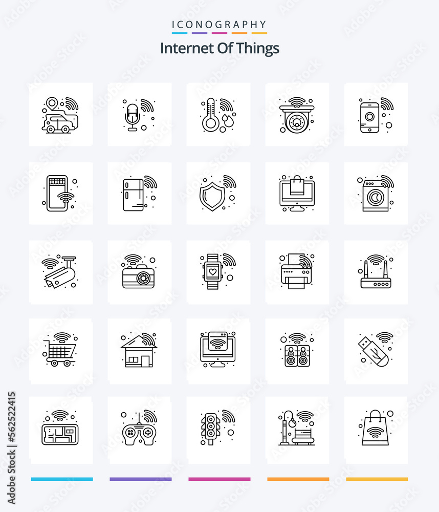 Creative Internet Of Things 25 OutLine icon pack  Such As phone. smart. healthcare. remote. cctv
