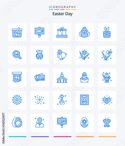 Creative Easter 25 Blue icon pack Such As bynny. baby. gift. easter. egg