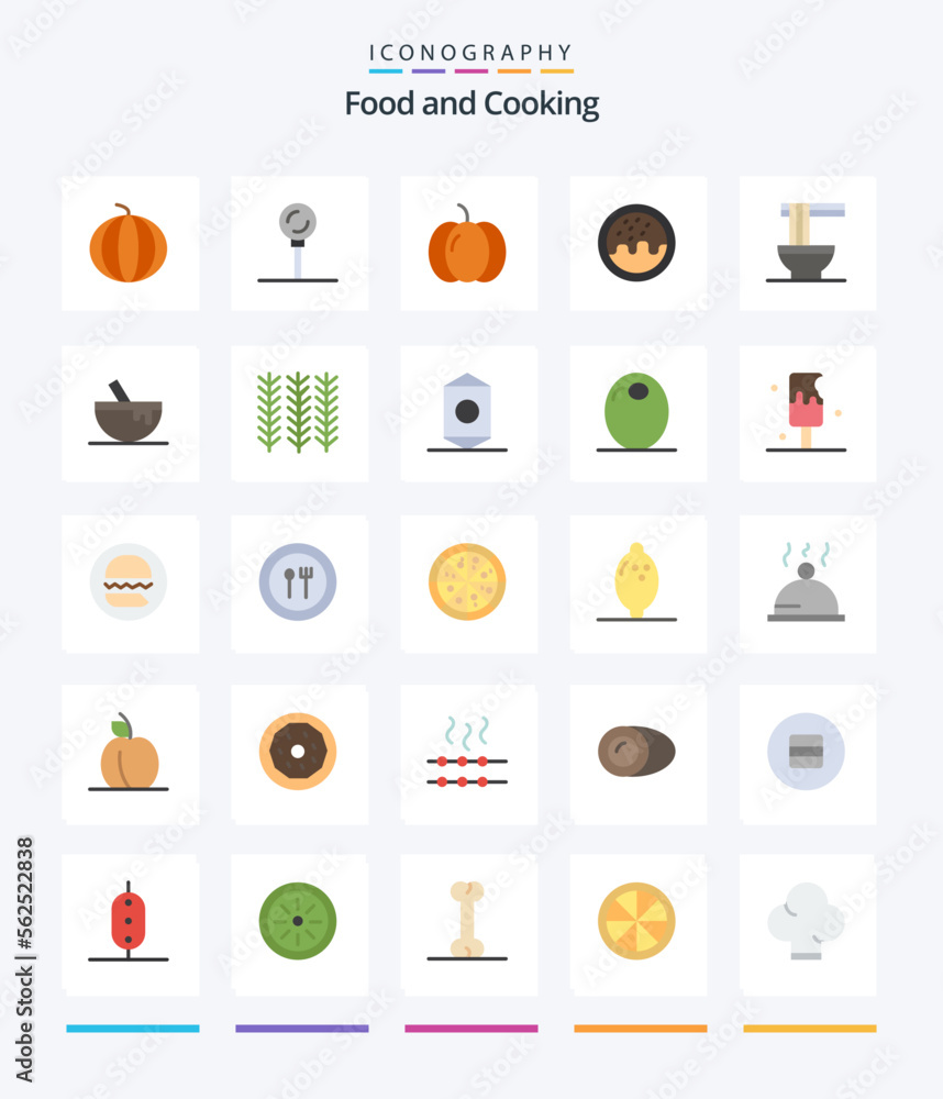 Creative Food 25 Flat icon pack  Such As noodles. chinese. food. food. dessert
