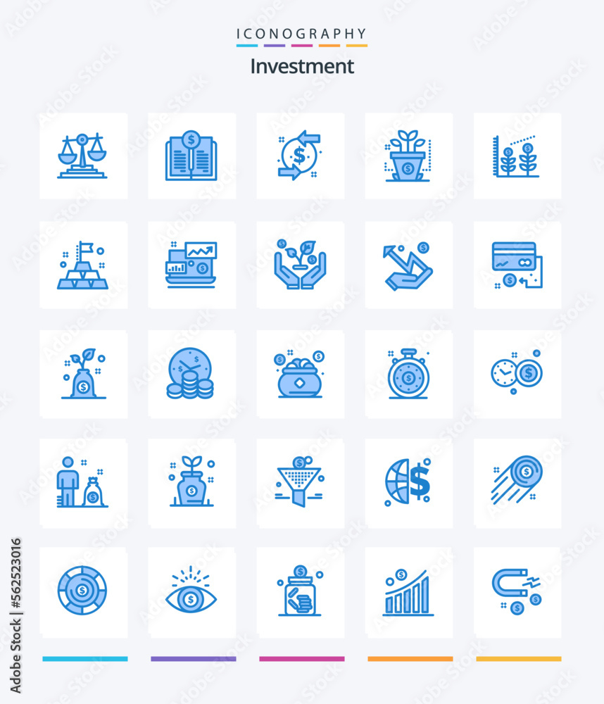 Creative Investment 25 Blue icon pack  Such As rich. gold. back. startup. finance