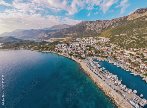 Kas beautiful touristic town in Antalya, Turkiye country. Aerial view