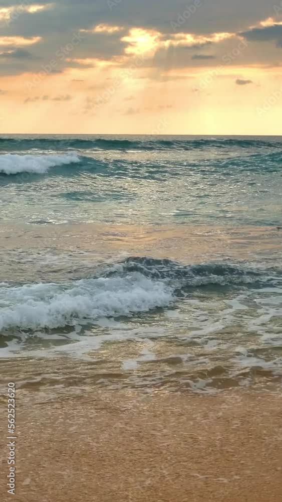 beautiful landscape with tropical sea sunset on the beach. Vertical video beautiful landscape with tropical sea sunset on the beach. Vertical video