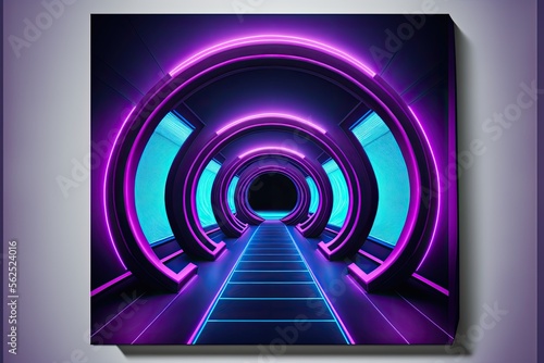Purple light tunnel with light generative ai 