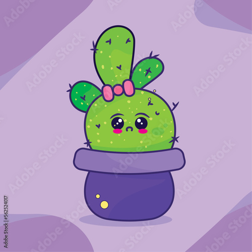 Isolated cute cactus cartoon character Vector