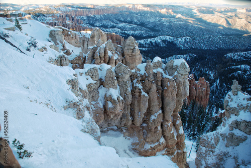 Bryce Canyon National Park in Winter Spectacular view at Bryce Canyon NP, Utah. The snow enhances the red color of the rocks. Bryce Canyon National Park. Utah. Arizona. Southwest. 