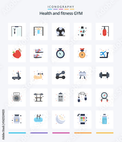 Creative Gym 25 Flat icon pack Such As clothing. food. watch. gym. sand