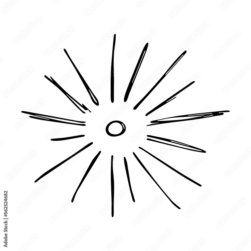Obraz premium Hand drawn abstract sun symbol. Summer doodle. Single vector element for design
