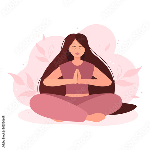 Physical and spiritual practice. Vector illustration in flat cartoon style. International Yoga day. Concept illustration for yoga, meditation, relax and healthy lifestyle