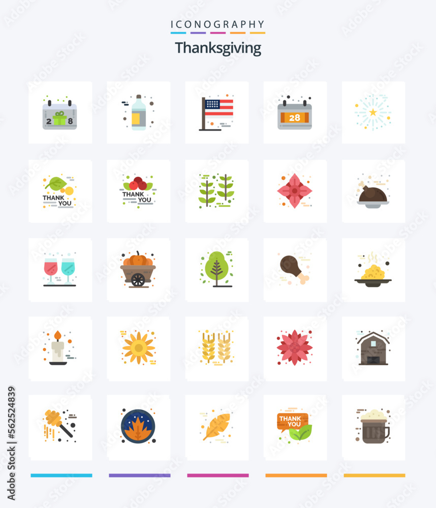 Creative Thanksgiving 25 Flat icon pack  Such As thanks day. fireworks. flag. celebrate. date