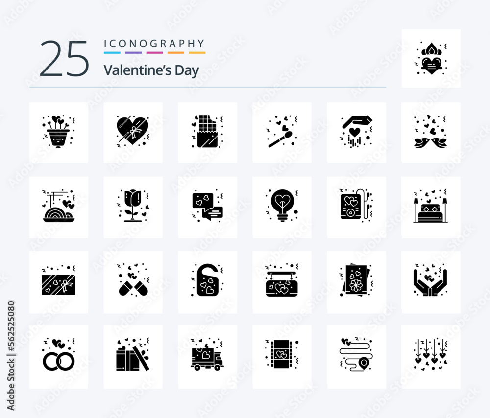 Valentines Day 25 Solid Glyph icon pack including love. gift. lifestyle. valentine fire. love