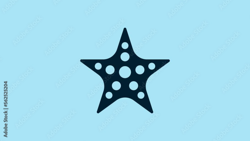 Blue Starfish icon isolated on blue background. 4K Video motion graphic animation Blue Starfish icon isolated on blue background. 4K Video motion graphic animation