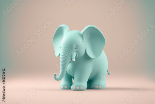 3d elephant isolated on light background. toy  birthday  kids  generative ai