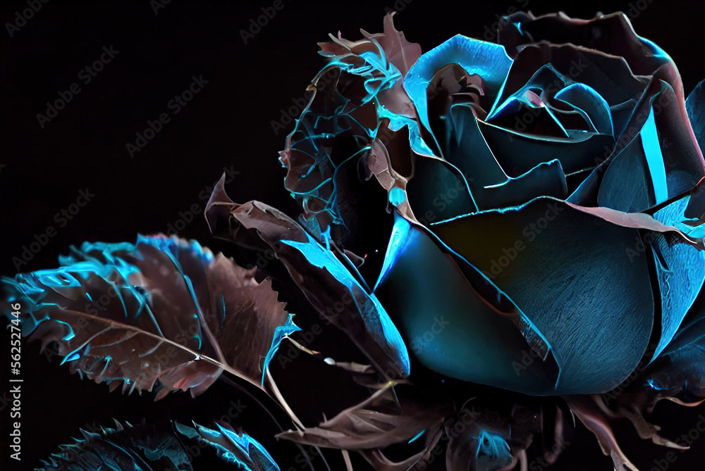 Obraz premium Black of neon flower Generative AI