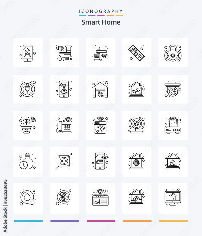 Creative Smart Home 25 OutLine icon pack  Such As control. remote control. smart. remote. security