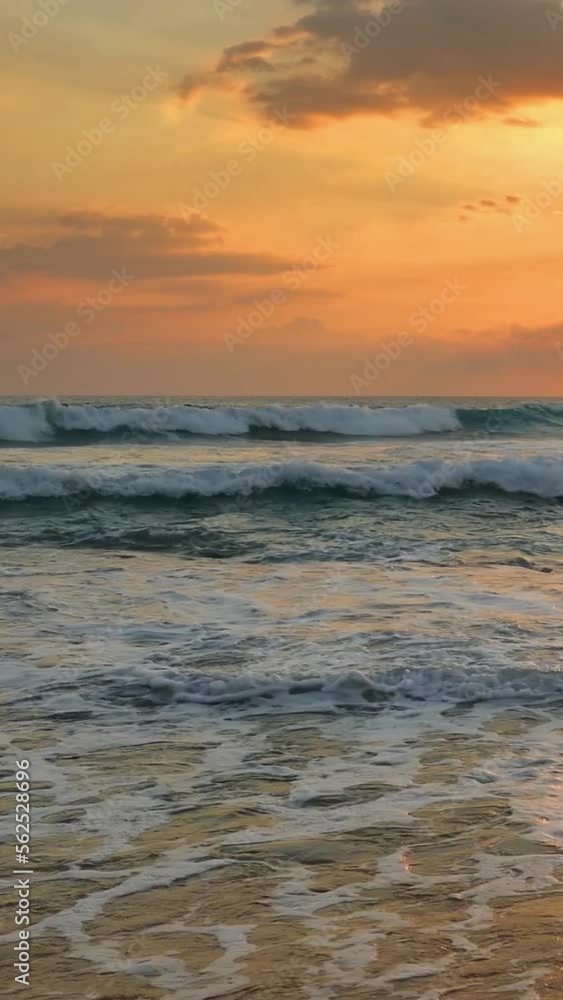 beautiful landscape with tropical sea sunset on the beach. Vertical video beautiful landscape with tropical sea sunset on the beach. Vertical video