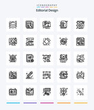Creative Editorial Design 25 OutLine icon pack  Such As engineering. design. architecture. pencil. document